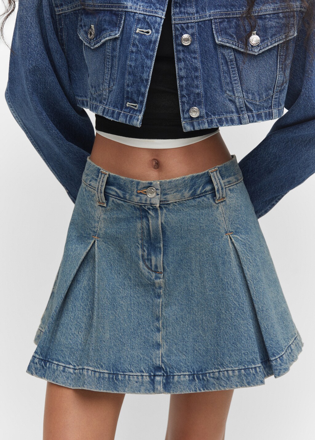 Pleated denim mini-skirt - Details of the article 6