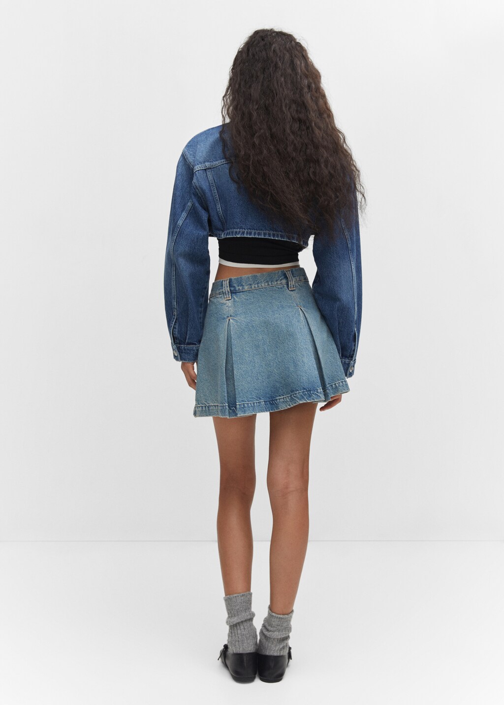 Pleated denim mini-skirt - Reverse of the article