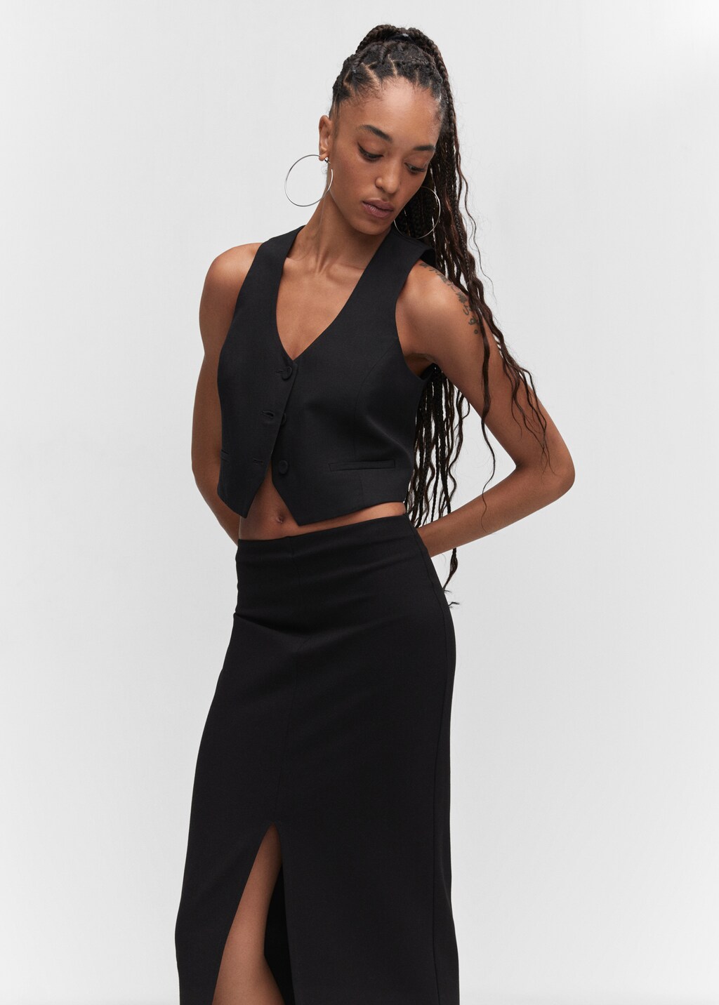 Midi skirt with front slit Women MANGO OUTLET Finland