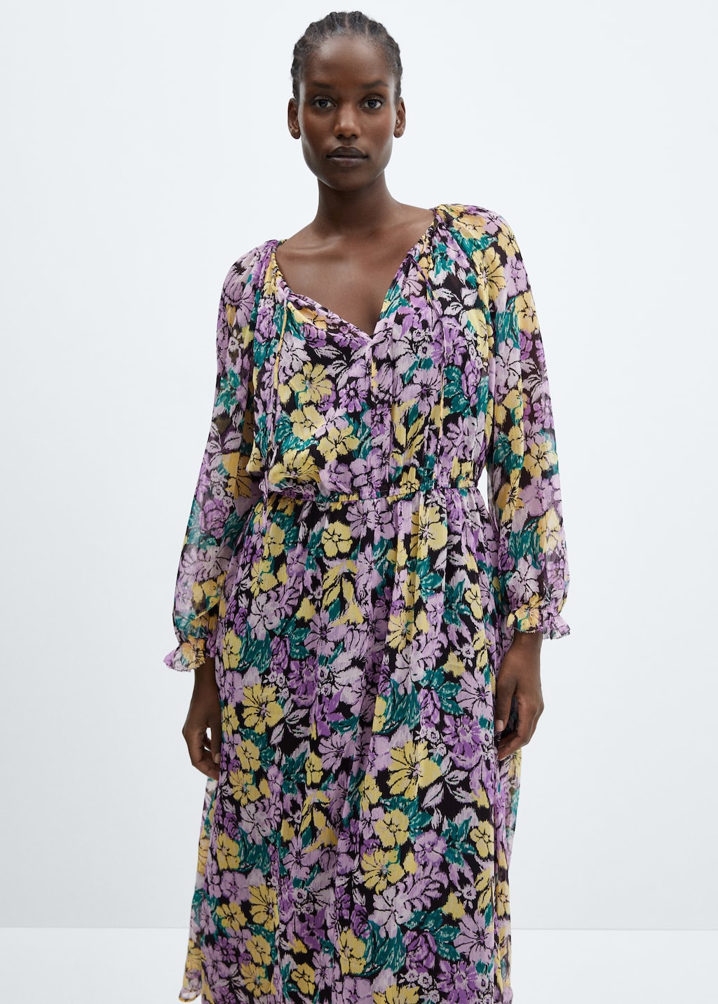 Textured floral-pattern dress - Details of the article 5