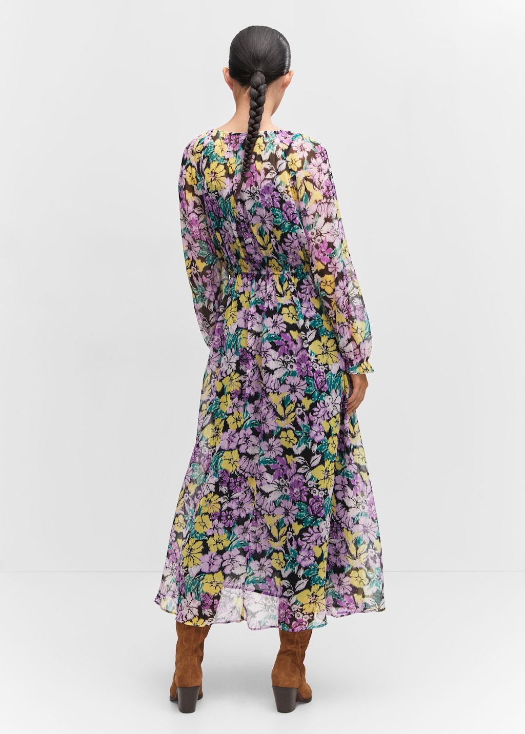 Textured floral-pattern dress - Reverse of the article