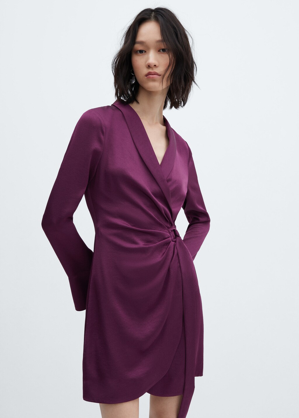 Satin wrap dress with buckle - Medium plane