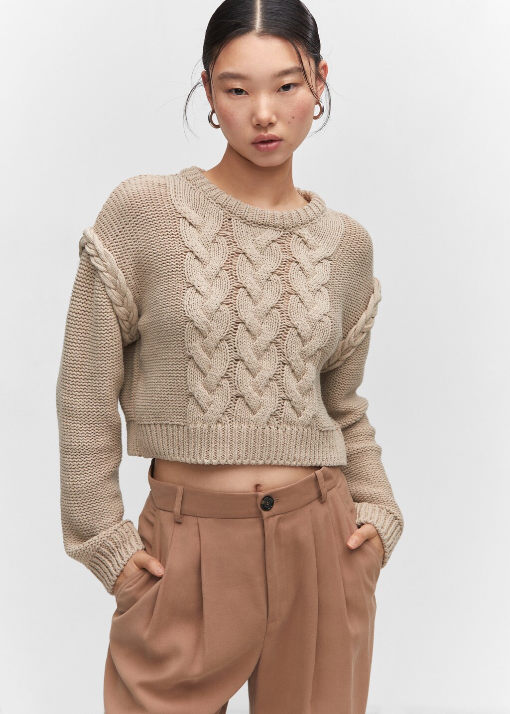 Knitted braided sweater mango hotsell