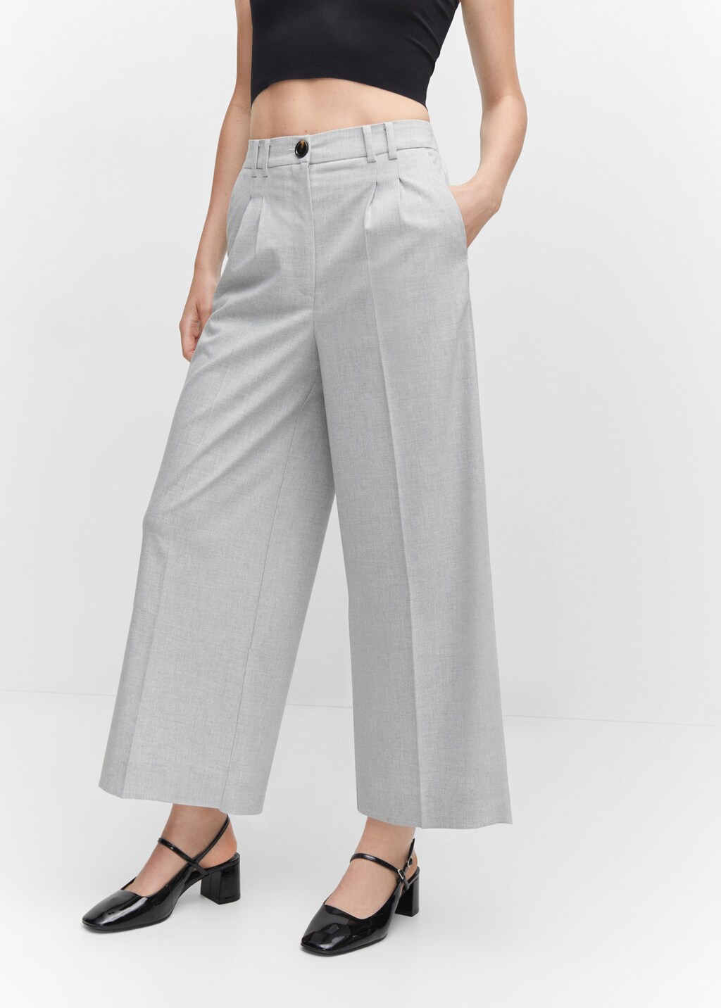 Pleated culottes trousers - Medium plane