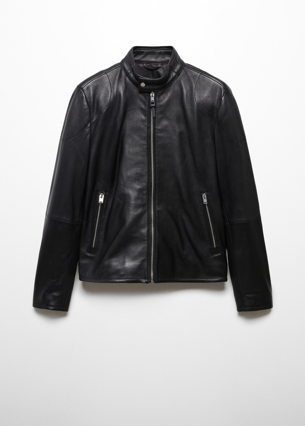 Zip-detail leather biker jacket - Article without model