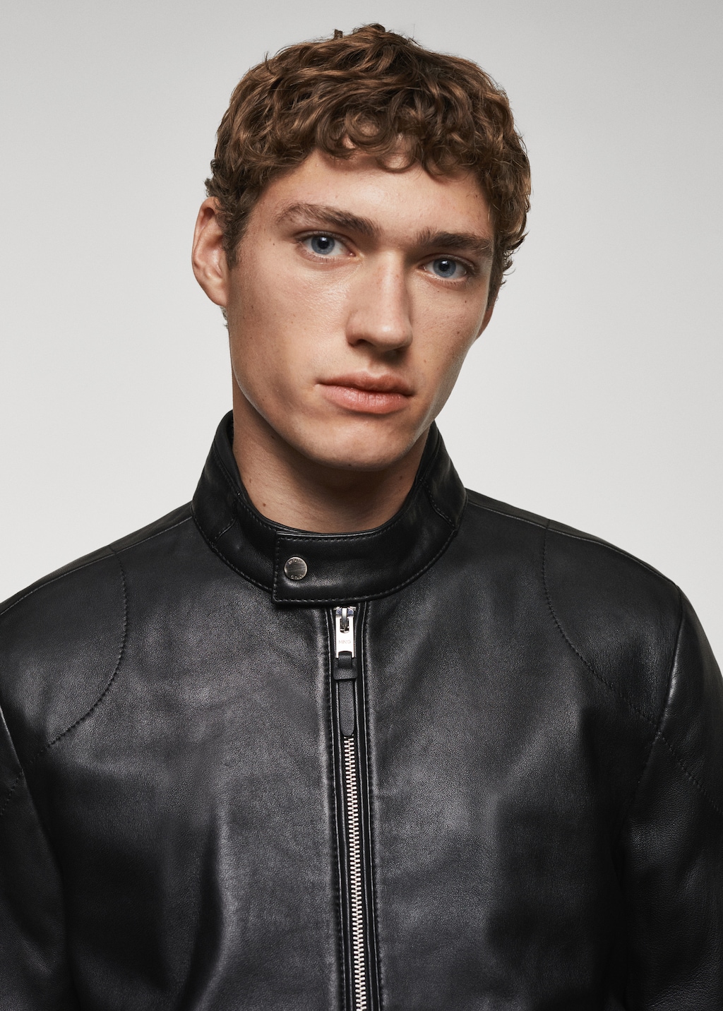 Zip-detail leather biker jacket - Details of the article 1