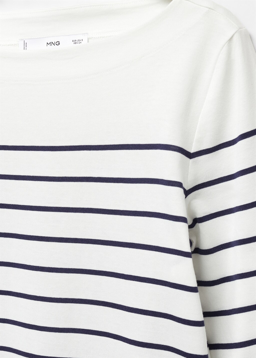 Gestreiftes T-Shirt mit Bateau-Ausschnitt - Detail des Artikels 8