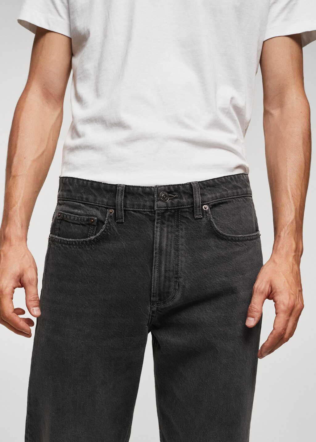 Dark-wash tapered-fit jeans - Details of the article 1