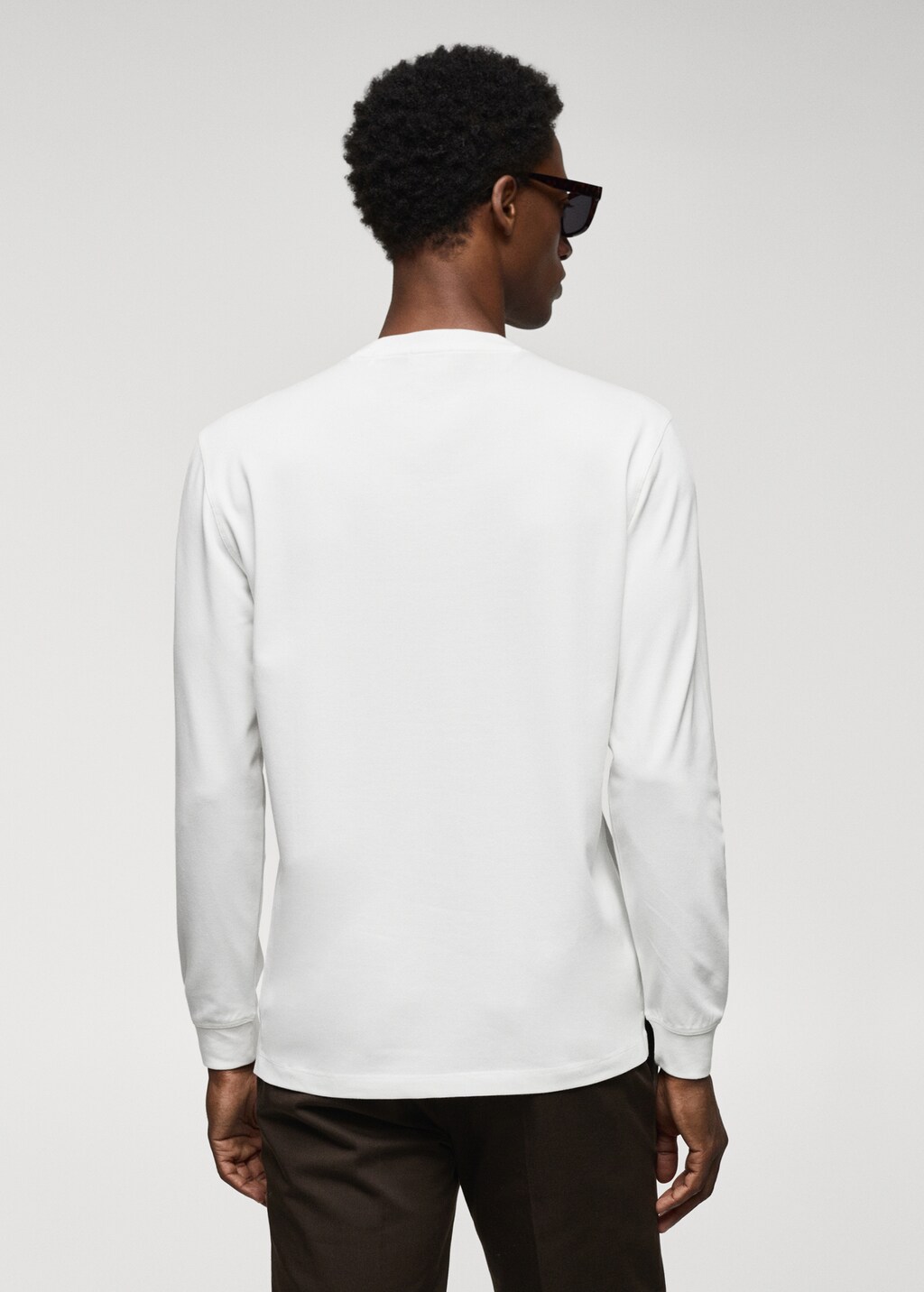 Long-sleeved pique cotton t-shirt  - Reverse of the article