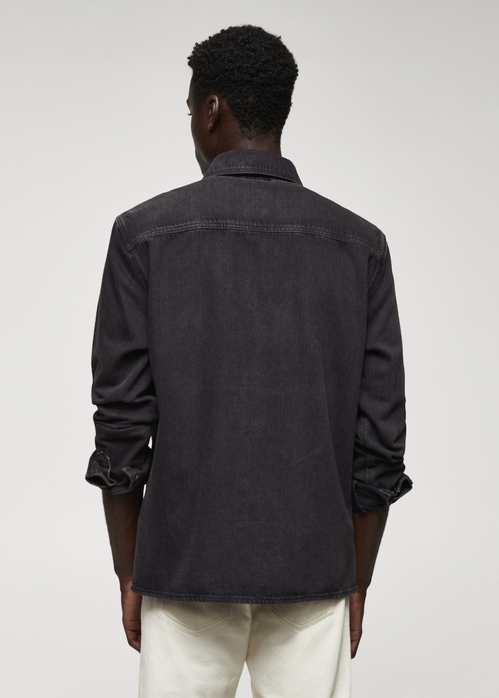 Cotton denim overshirt with pockets - Reverse of the article