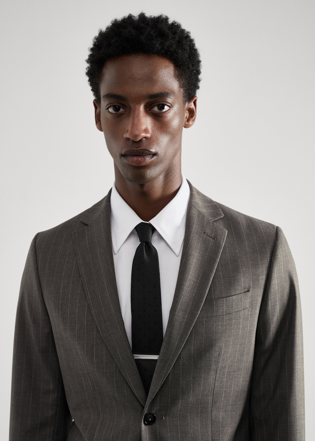 Slim-fit pinstripe wool suit jacket - Details of the article 1