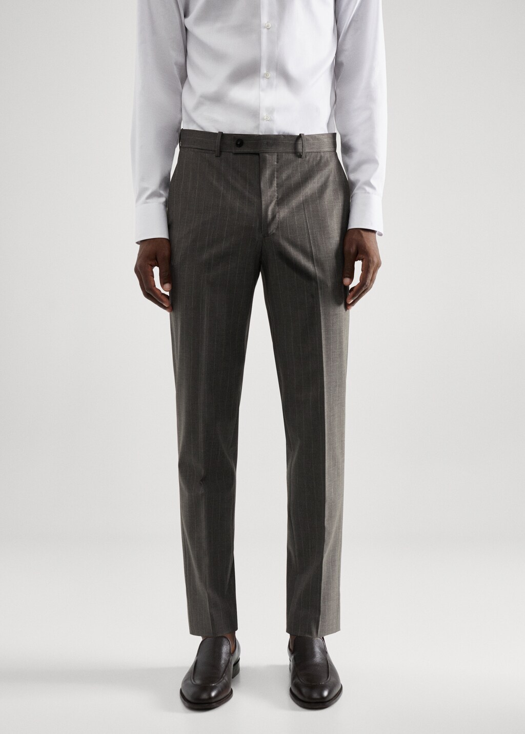 Slim-fit pinstripe wool suit trousers - Medium plane