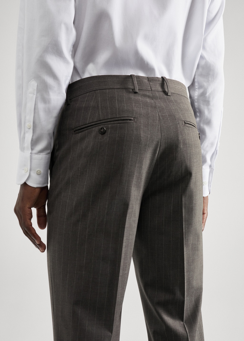 Slim-fit pinstripe wool suit trousers - Details of the article 6