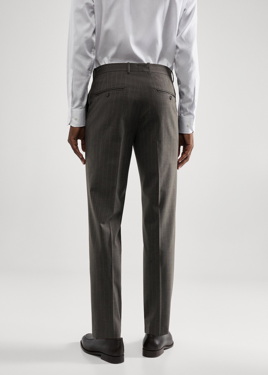 Slim-fit pinstripe wool suit trousers - Reverse of the article