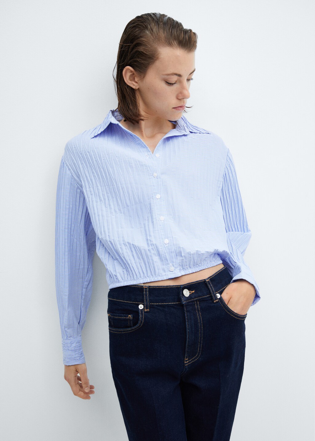 Striped textured shirt - Medium plane