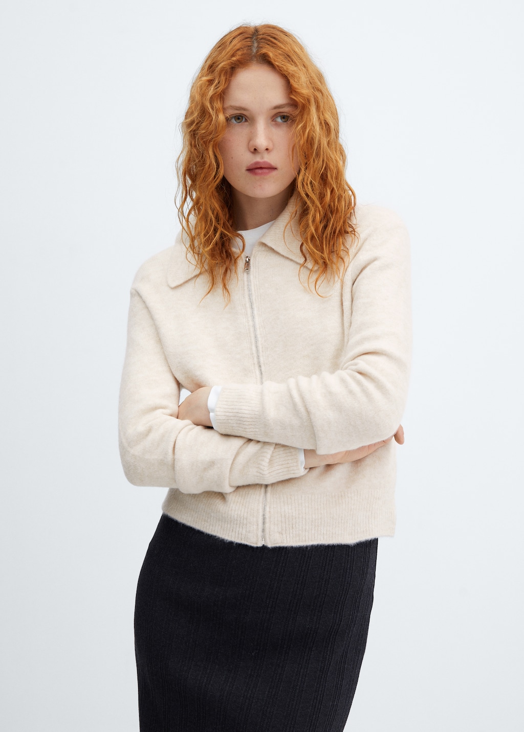 Knitted jacket with zip - Medium plane