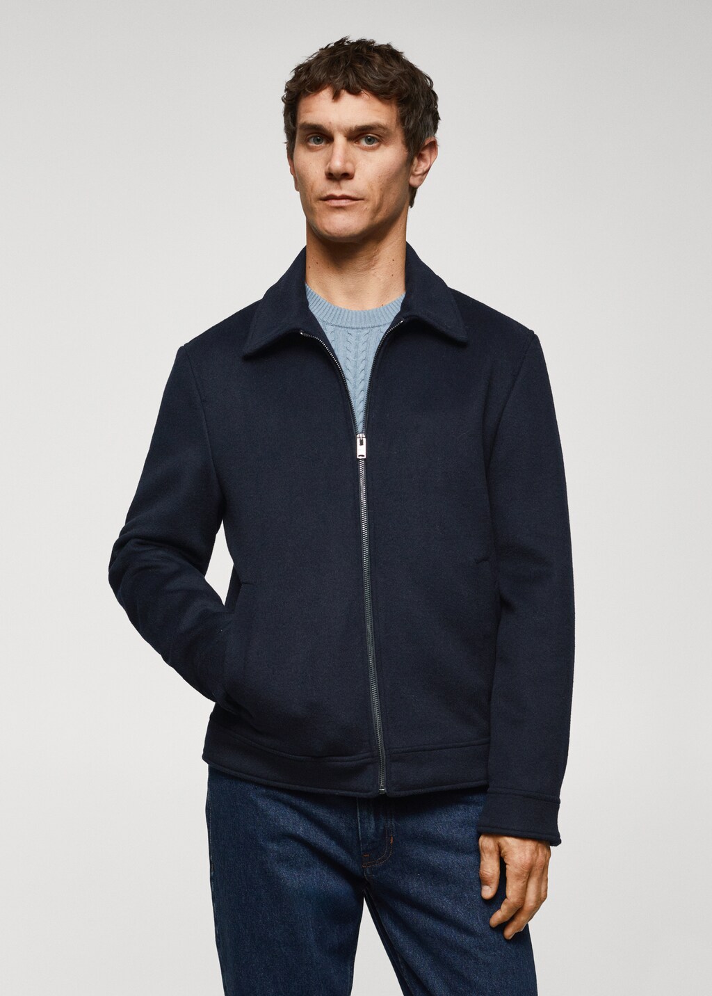 Straight recycled wool jacket - Medium plane