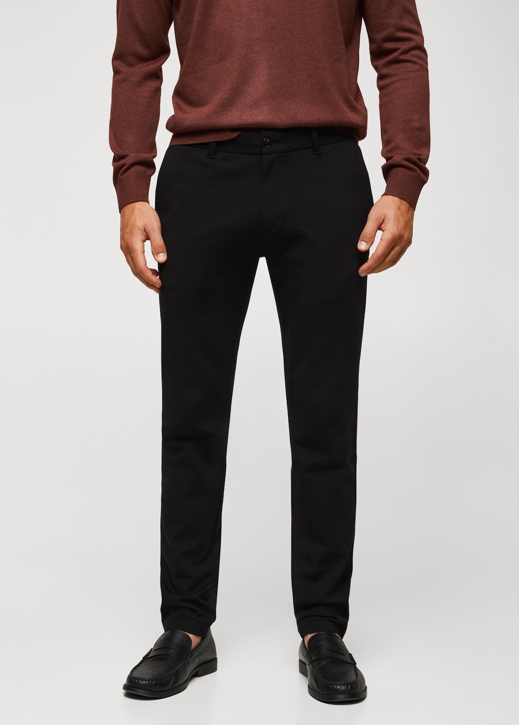 Slim-fit broek van Comfort stretch stof - Middenvlak