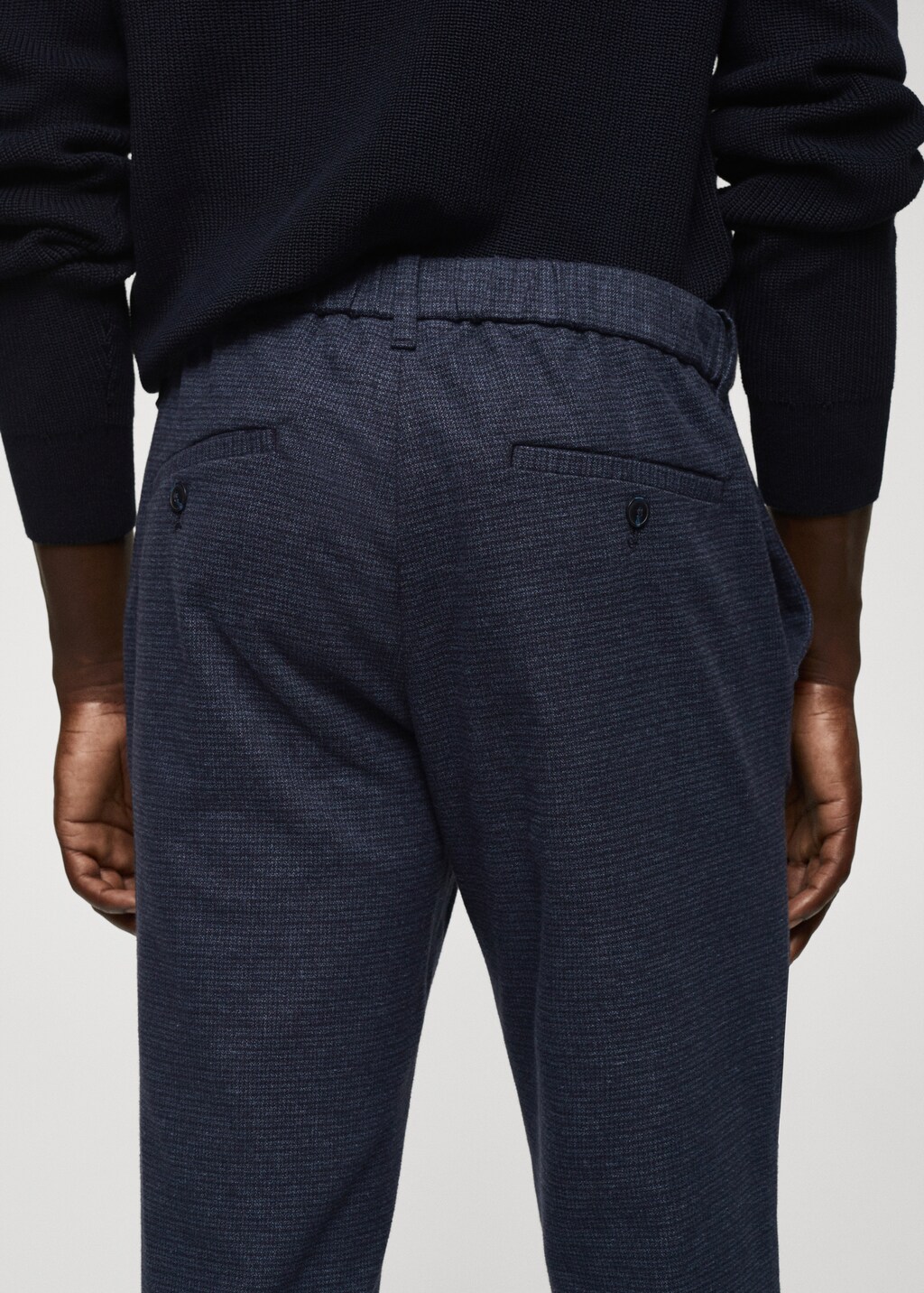 Slim-fit cotton micro-houndstooth slim-fit trousers - Details of the article 4