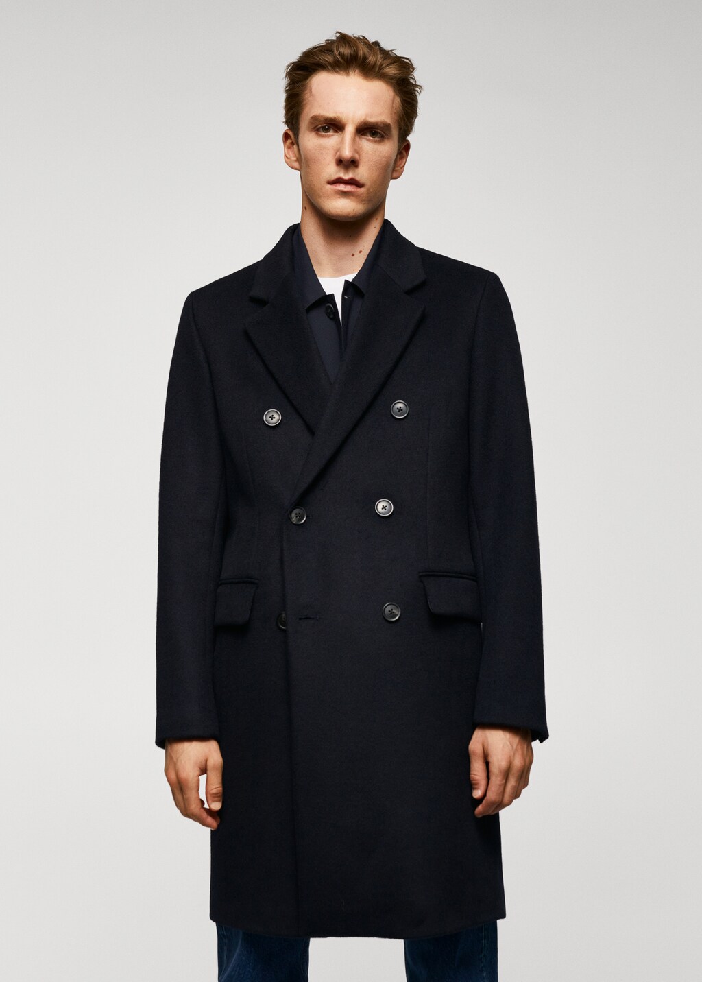 Double breasted wool overcoat mens online