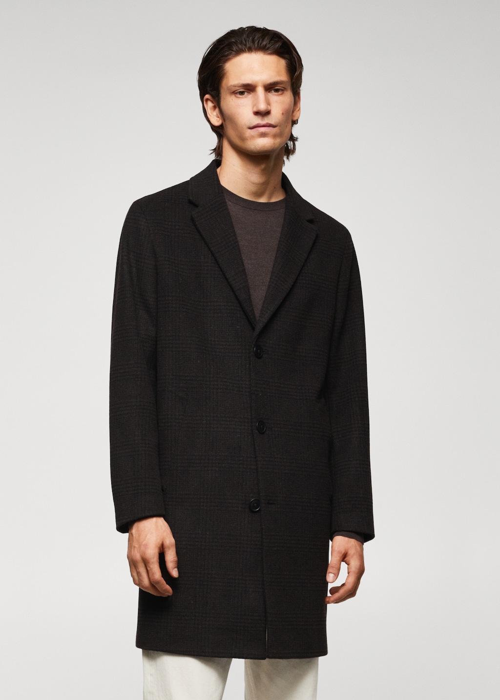 Checked recycled wool coat - Medium plane