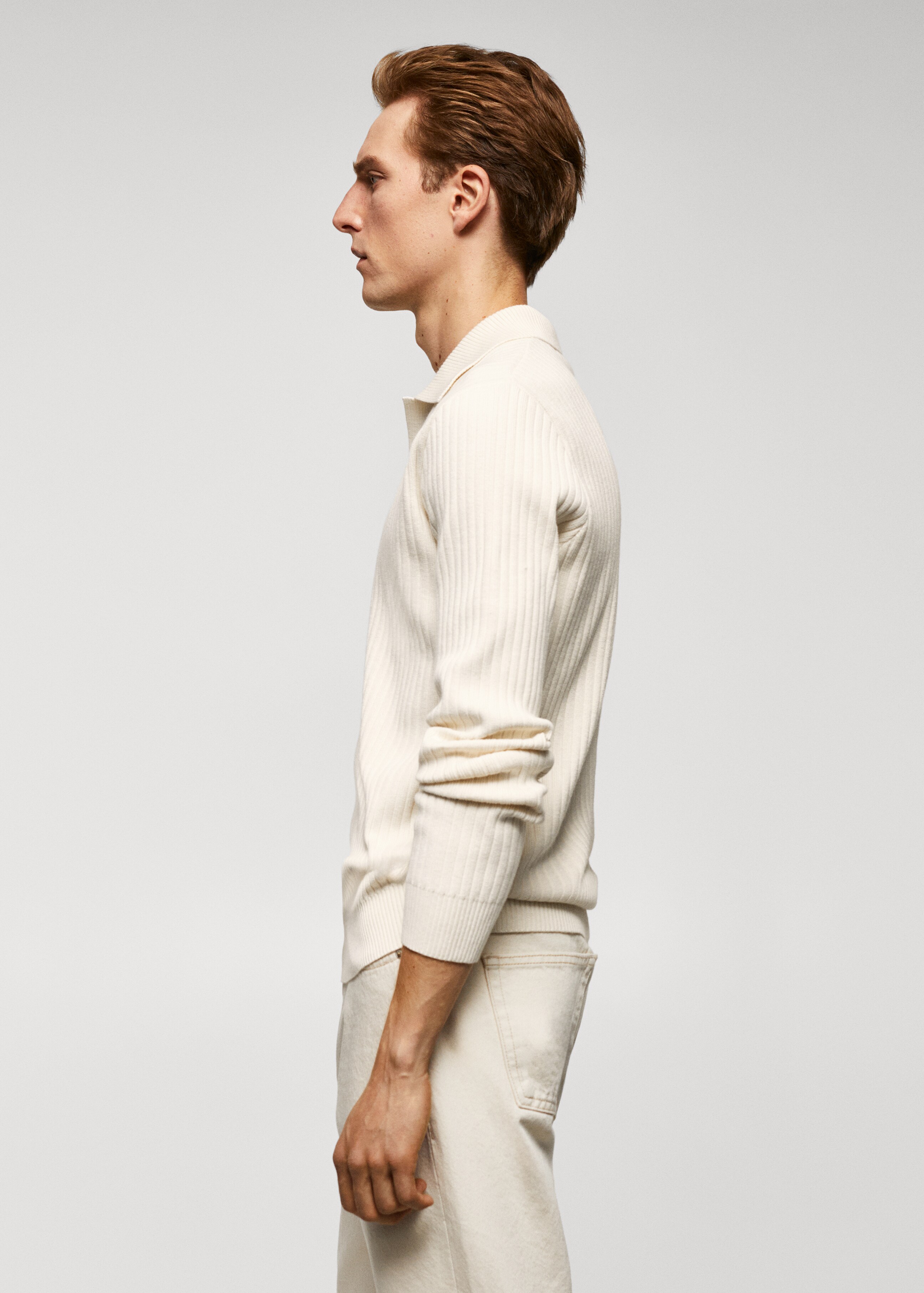 Fine rib-knit polo shirt - Details of the article 2
