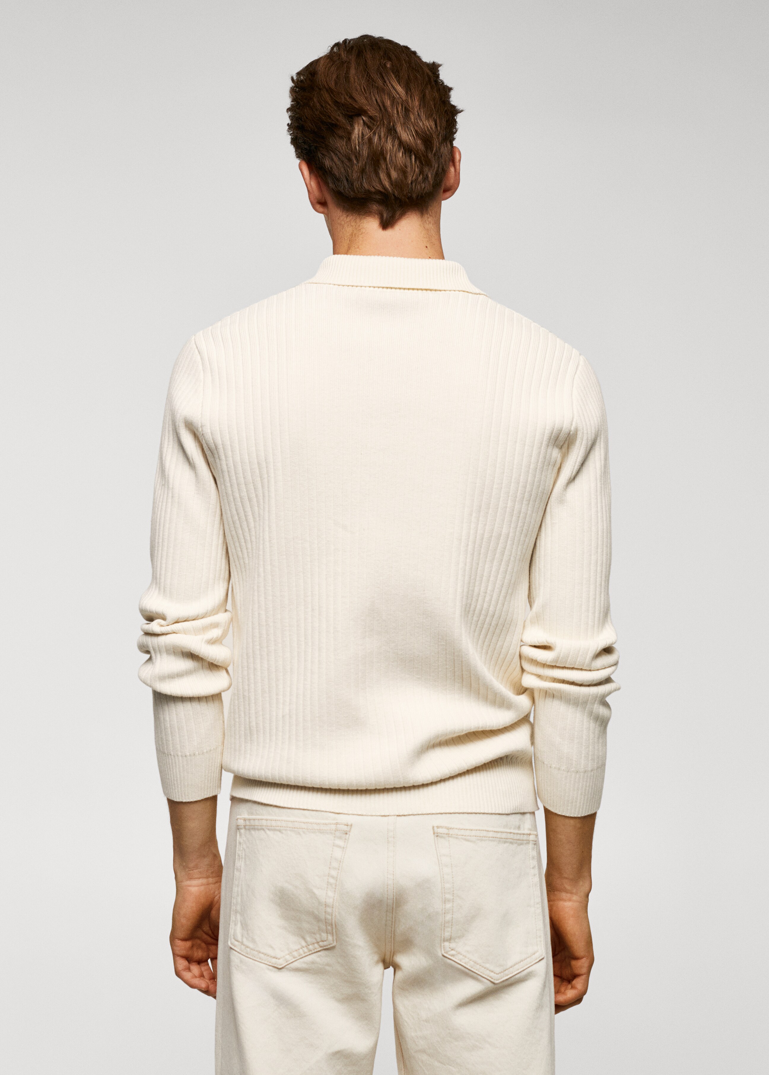 Fine rib-knit polo shirt - Reverse of the article