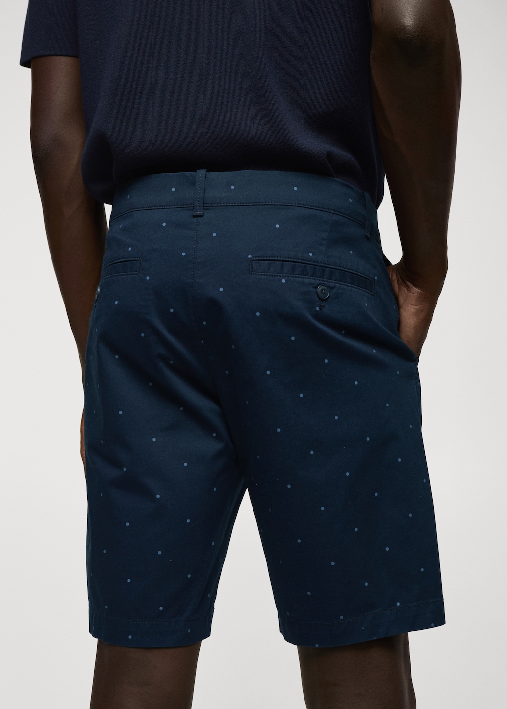 Slim-fit cotton micro-print bermuda shorts - Details of the article 4