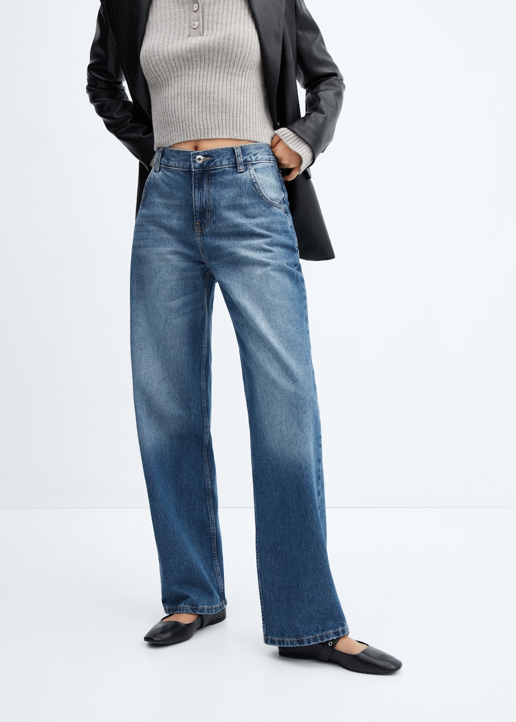 Low waist wideleg jeans - Medium plane