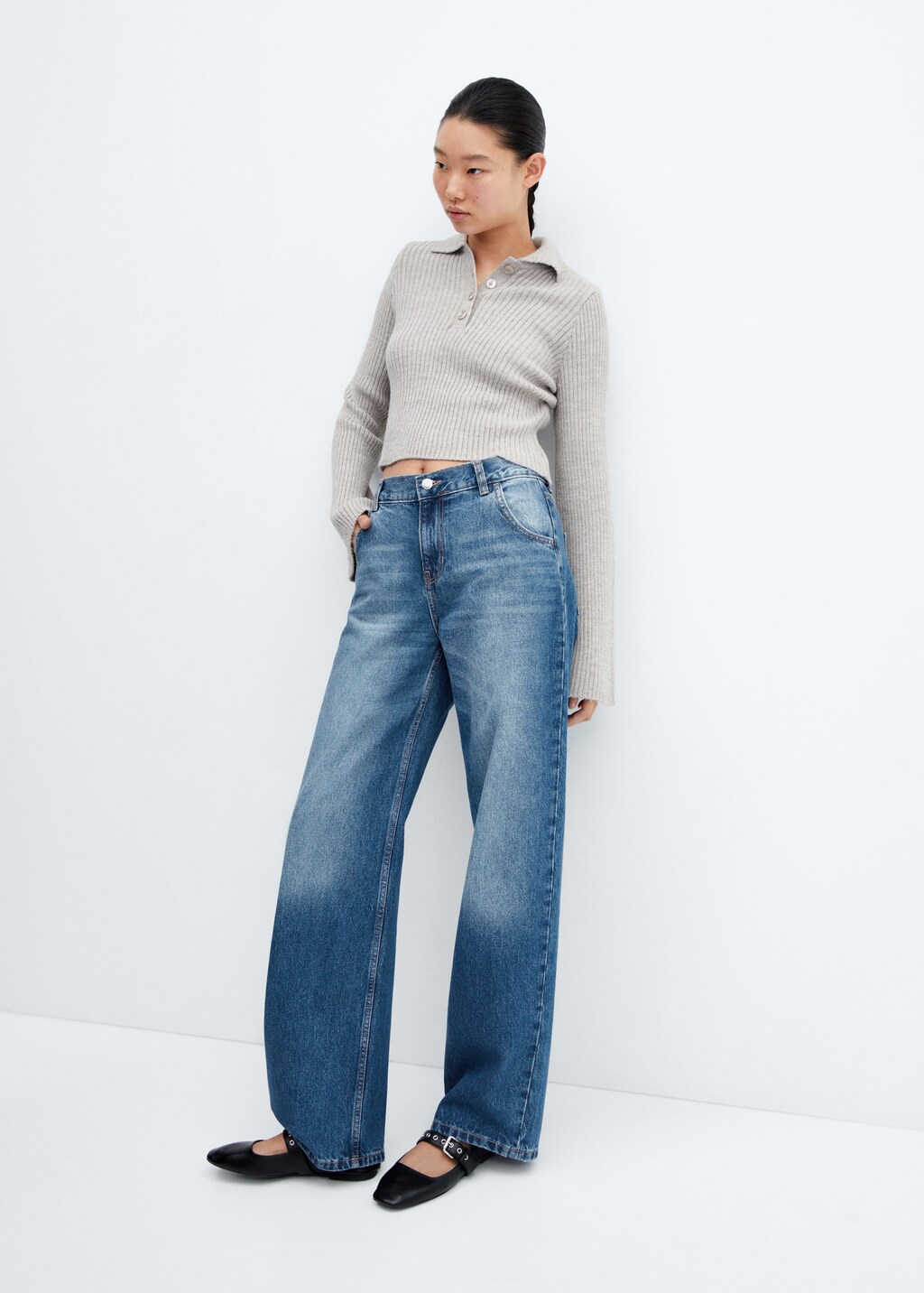 Low waist wideleg jeans - Details of the article 1