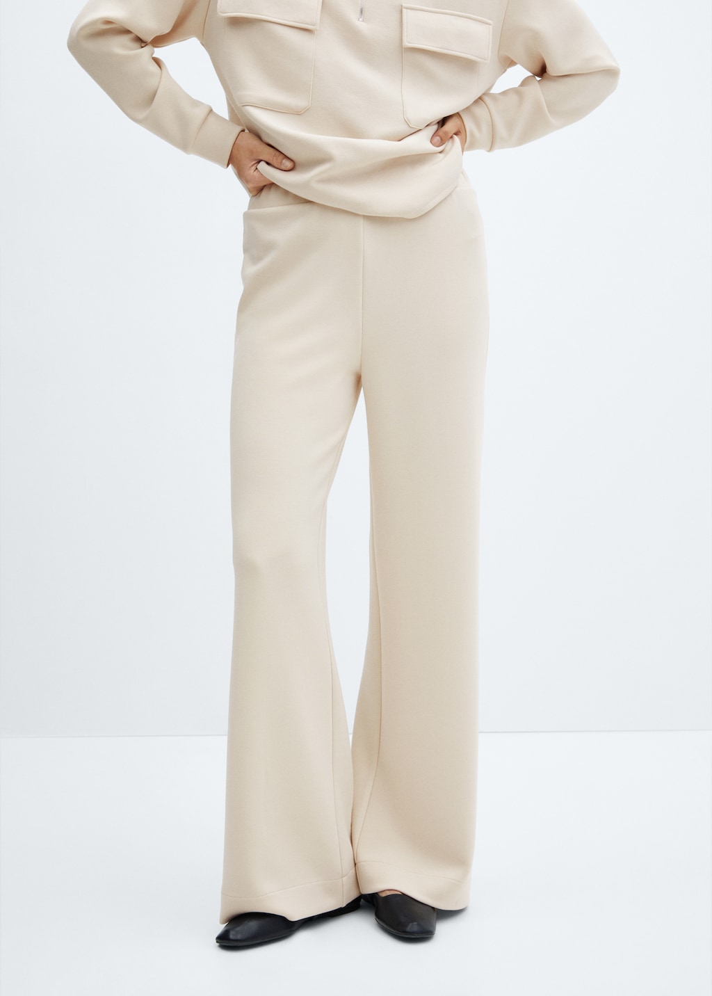 Wideleg trousers with elastic waist - Medium plane