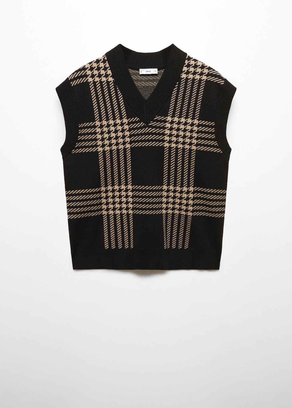 Fine-knit houndstooth-print gilet - Article without model