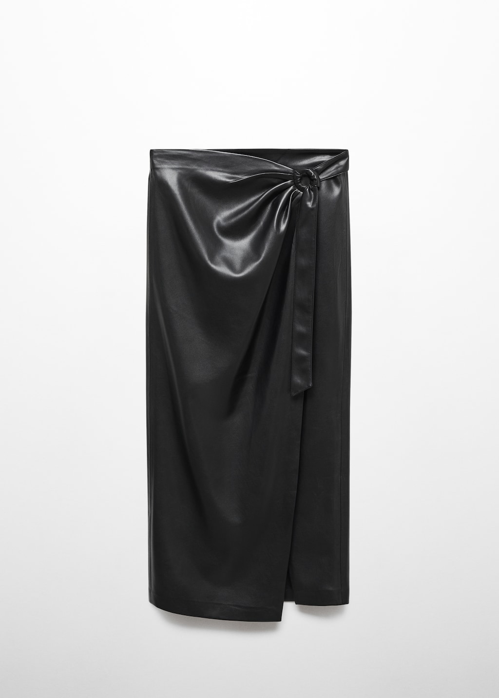 Draped leather-effect midi-skirt - Article without model