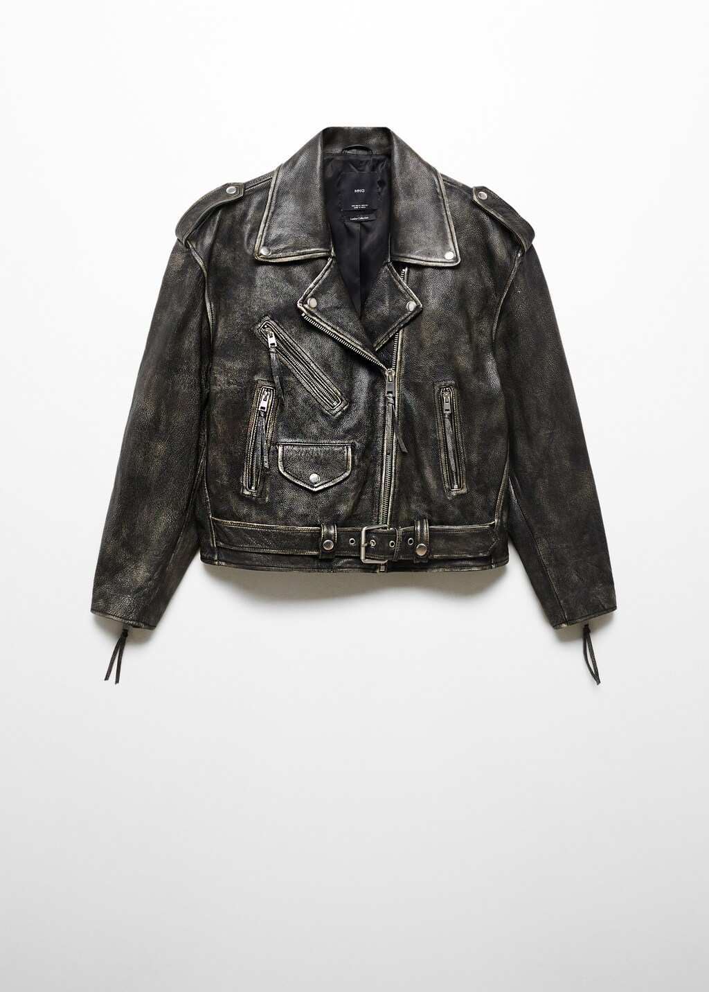 Leather biker oversize jacket - Article without model