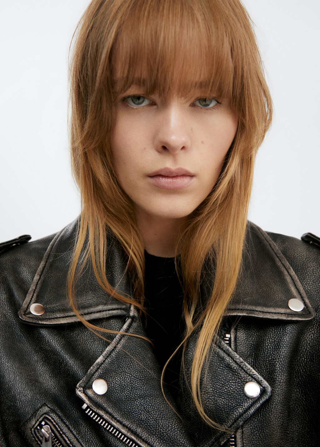 Leather biker oversize jacket - Details of the article 1