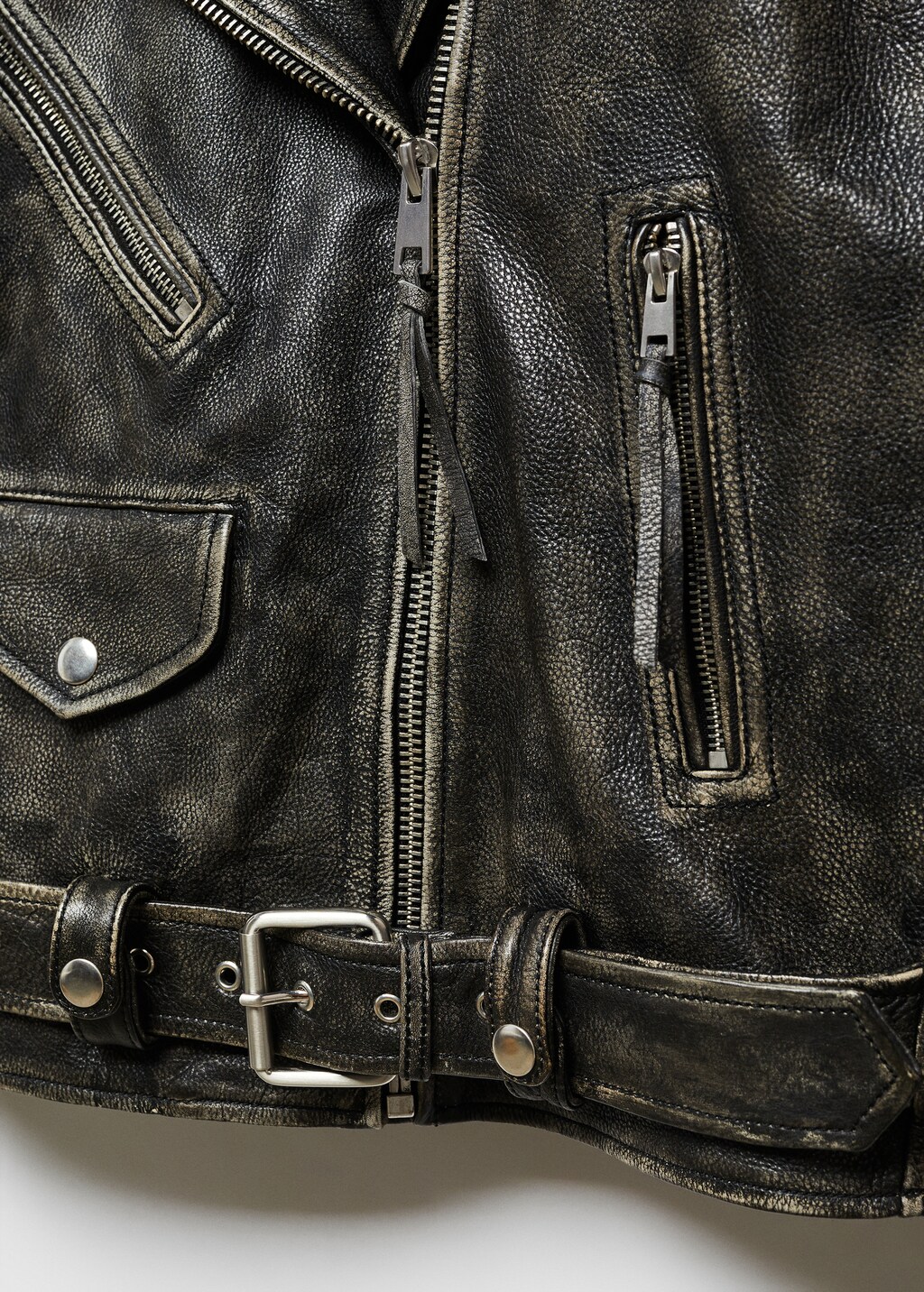 Leather biker oversize jacket - Details of the article 8