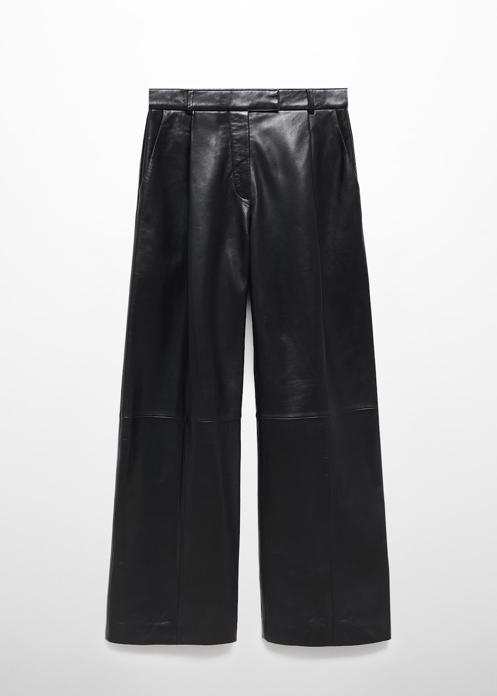 High-waist straight leather trousers - Article without model