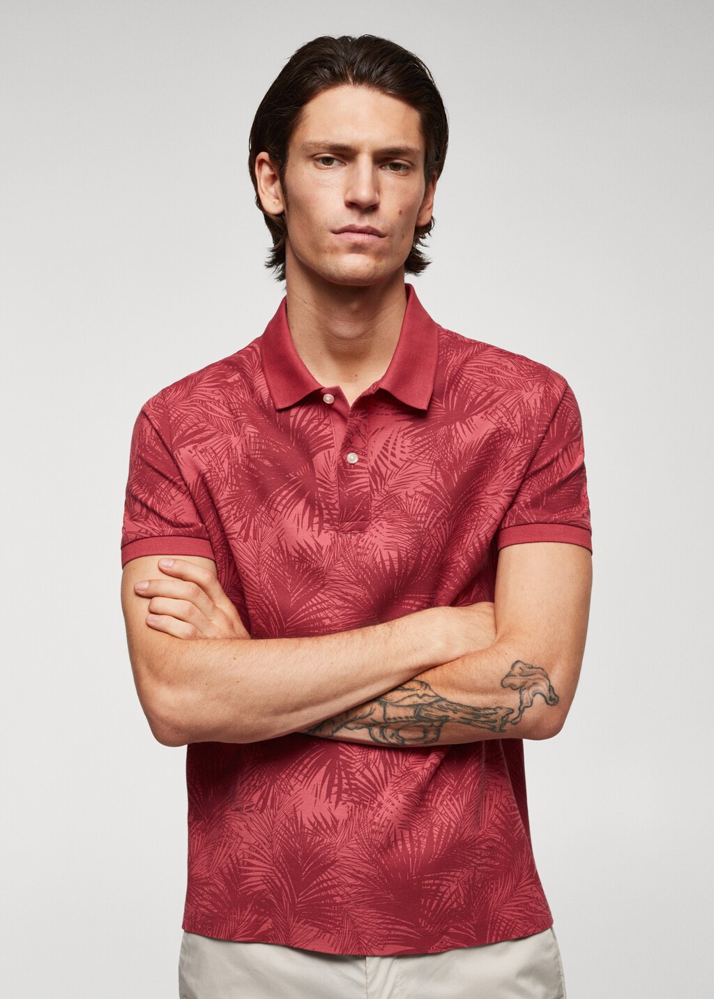 Palm print polo shirt - Details of the article 1