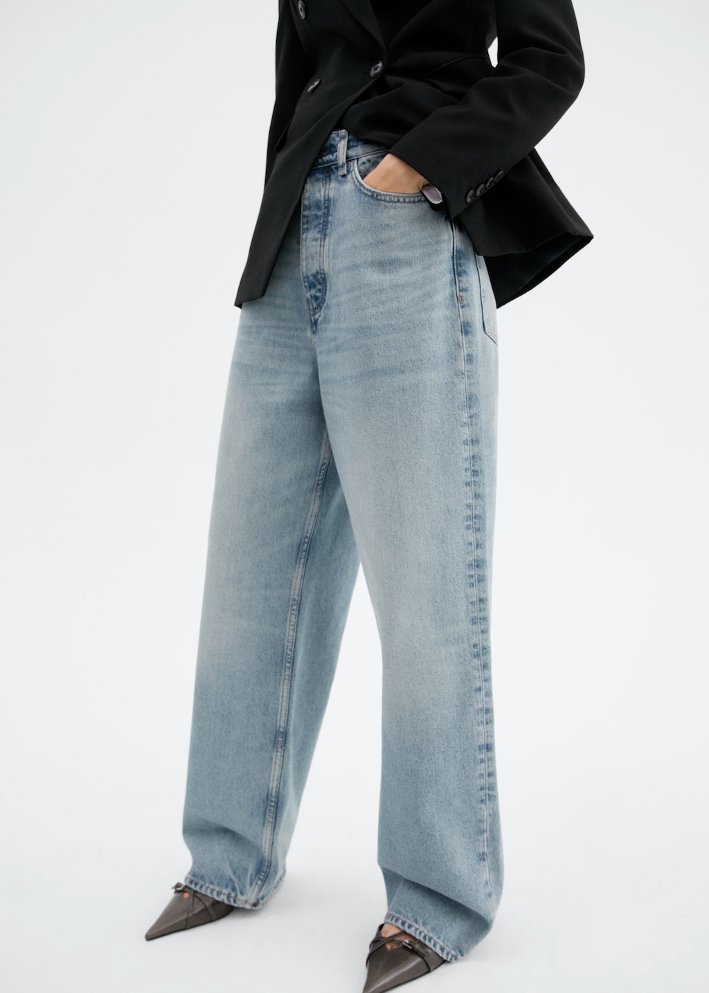 Mid-rise wideleg jeans - Middenvlak