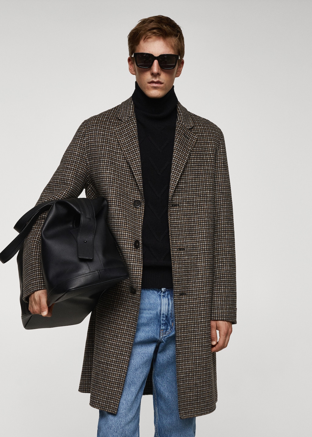 Houndstooth wool blend coat shops