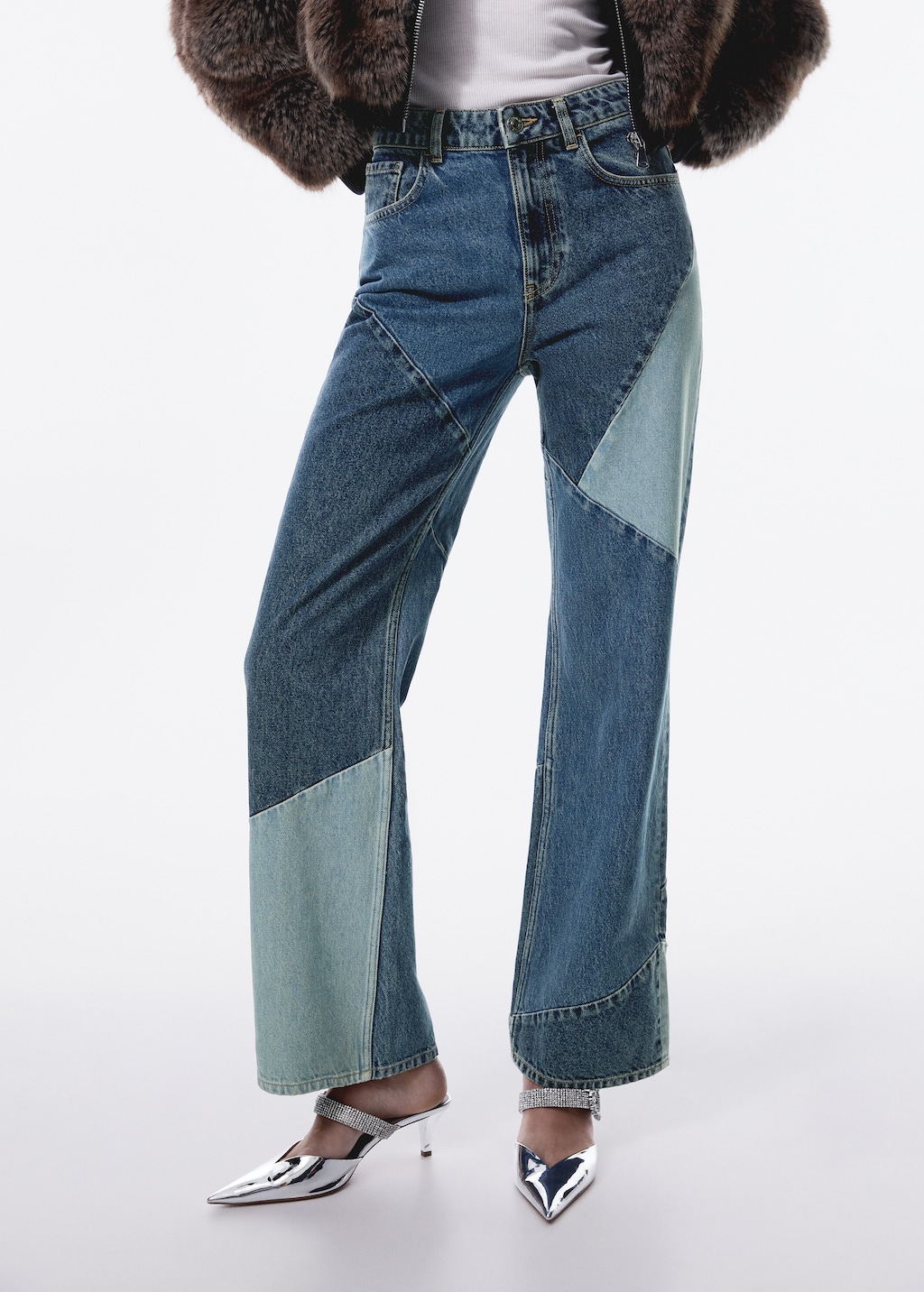 Patchwork straight-fit jeans - Middenvlak