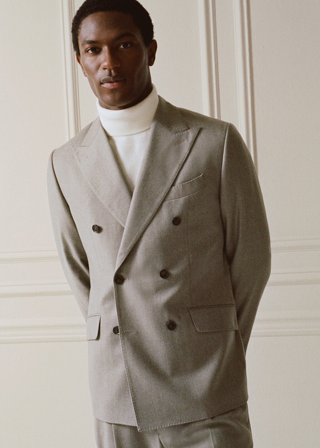 Virgin wool double-breasted suit jacket - Details of the article 5