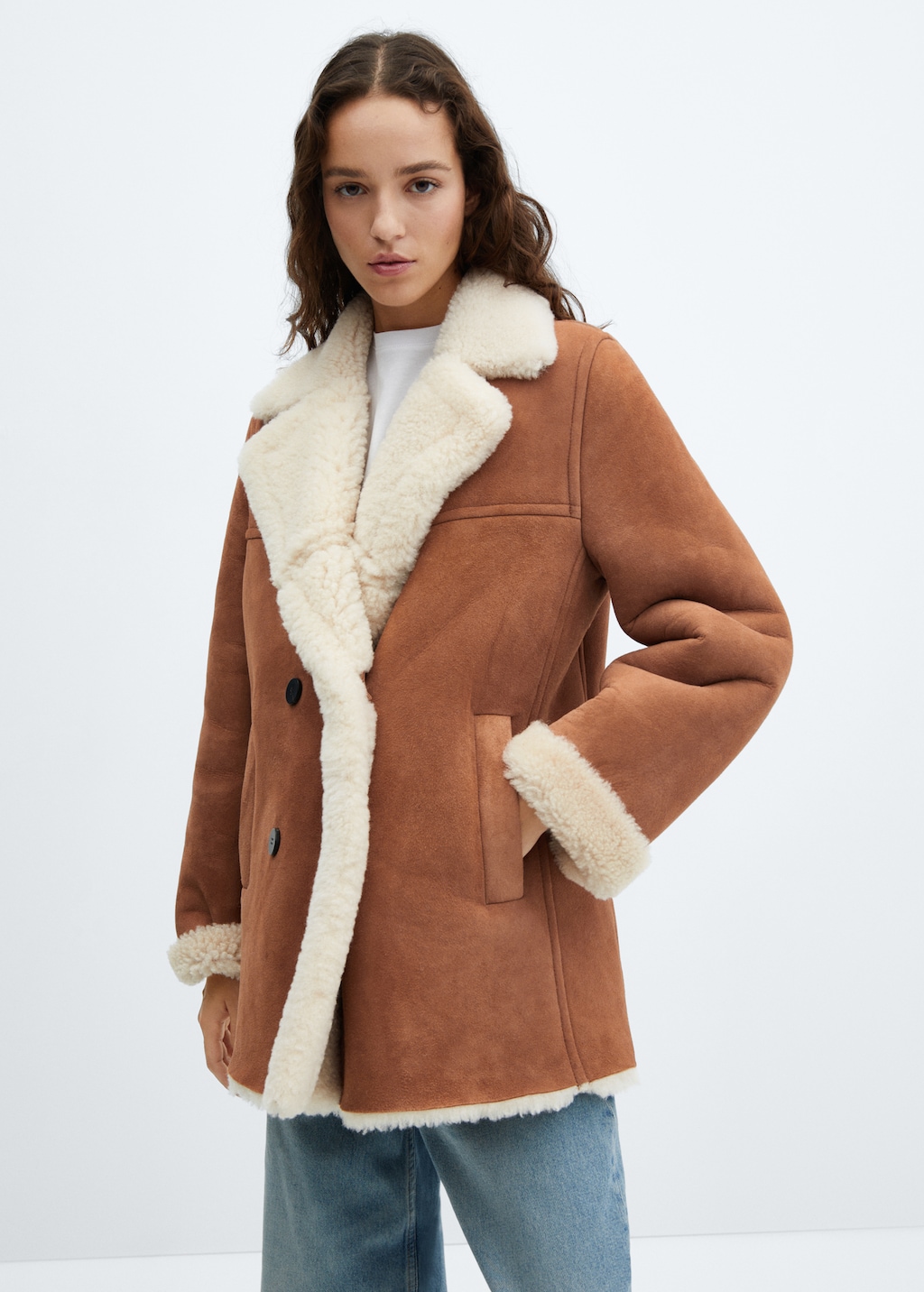 Shearling-lined coat - Medium plane