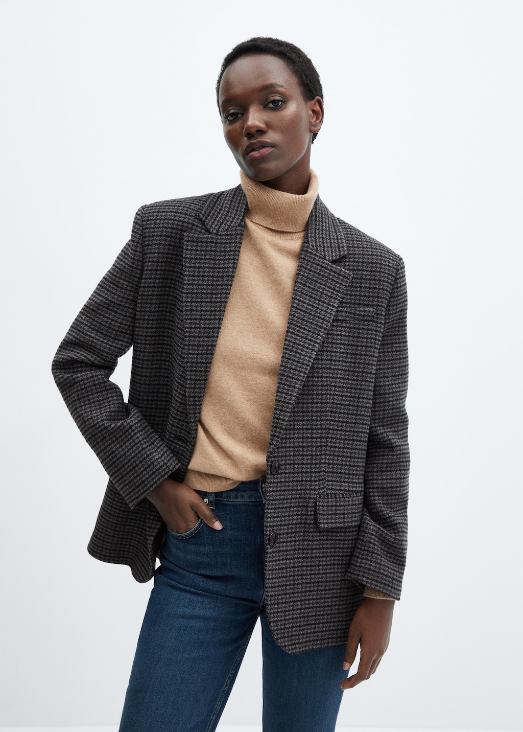 Houndstooth structured blazer - Medium plane