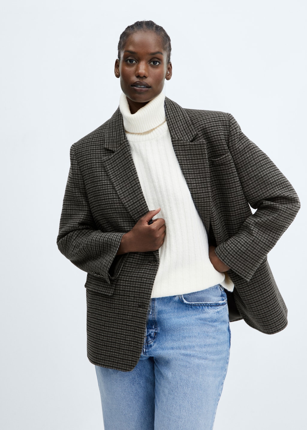 Houndstooth structured blazer - Details of the article 5