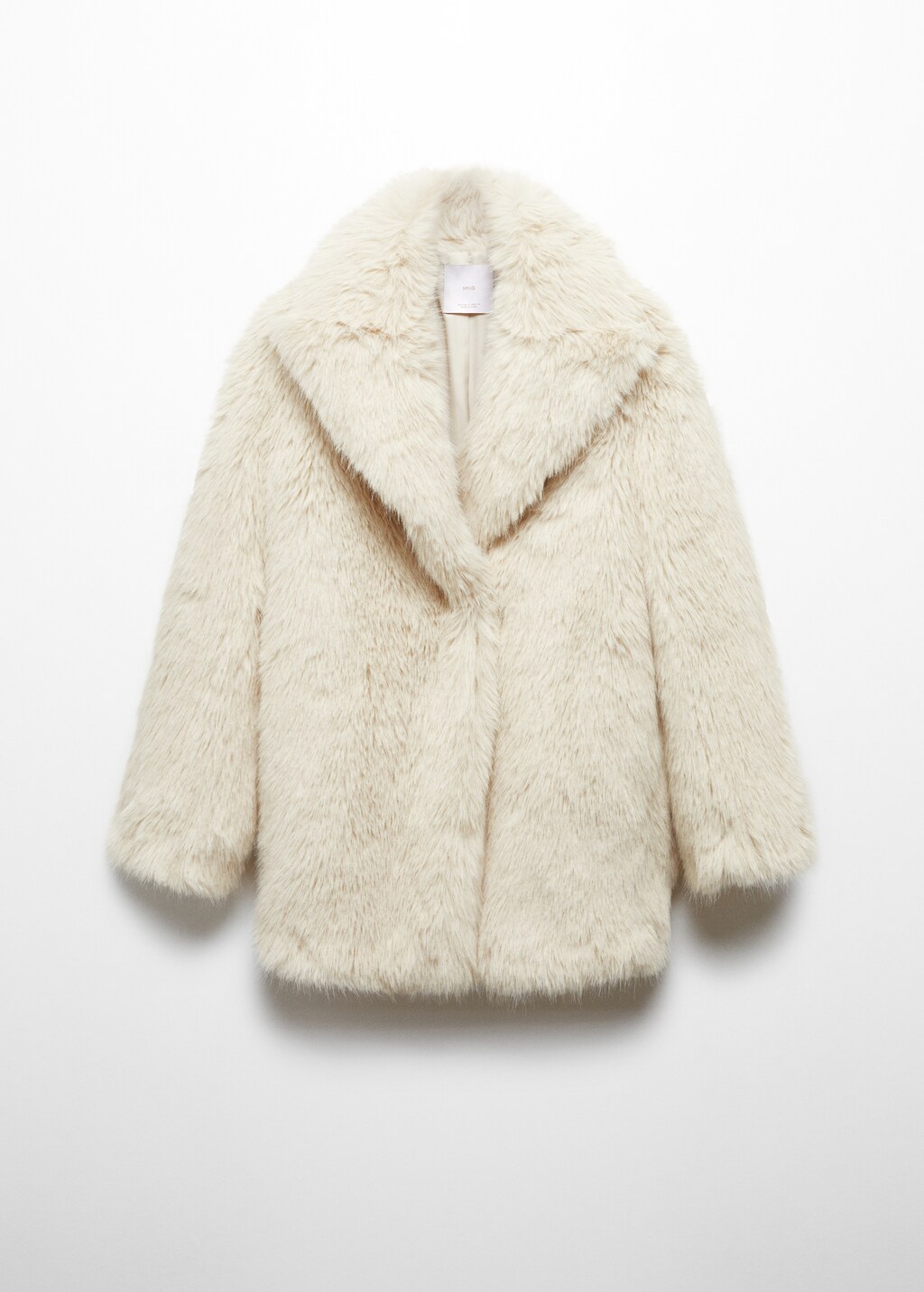 Coat with fur-effect lapels - Article without model