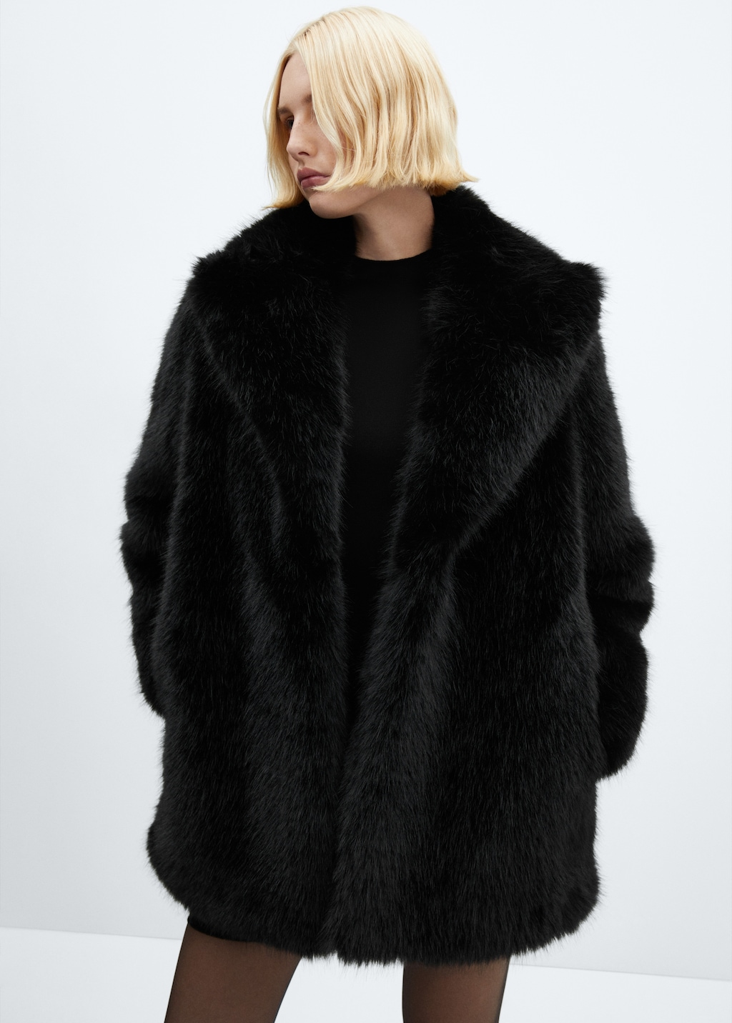 Coat with fur effect lapels Women MANGO OUTLET Finland