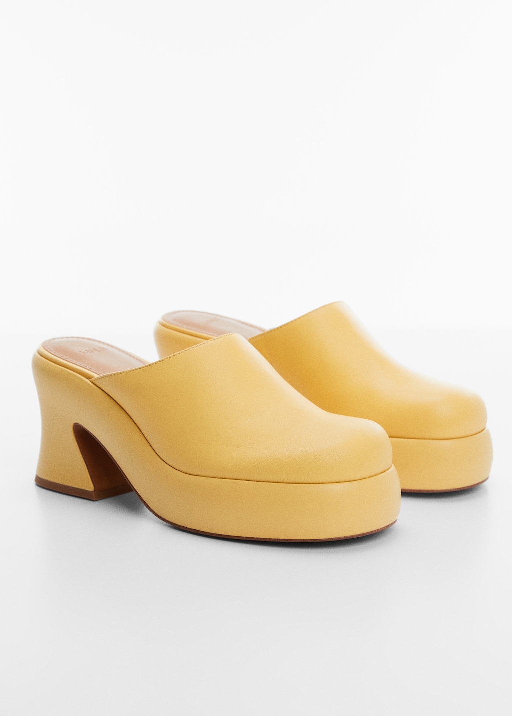 Block-heel leather clogs - Medium plane