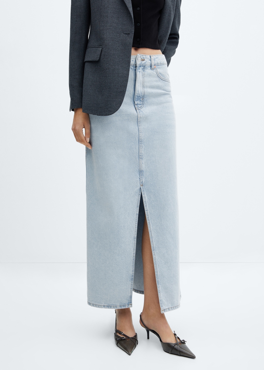 Slit denim skirt - Medium plane