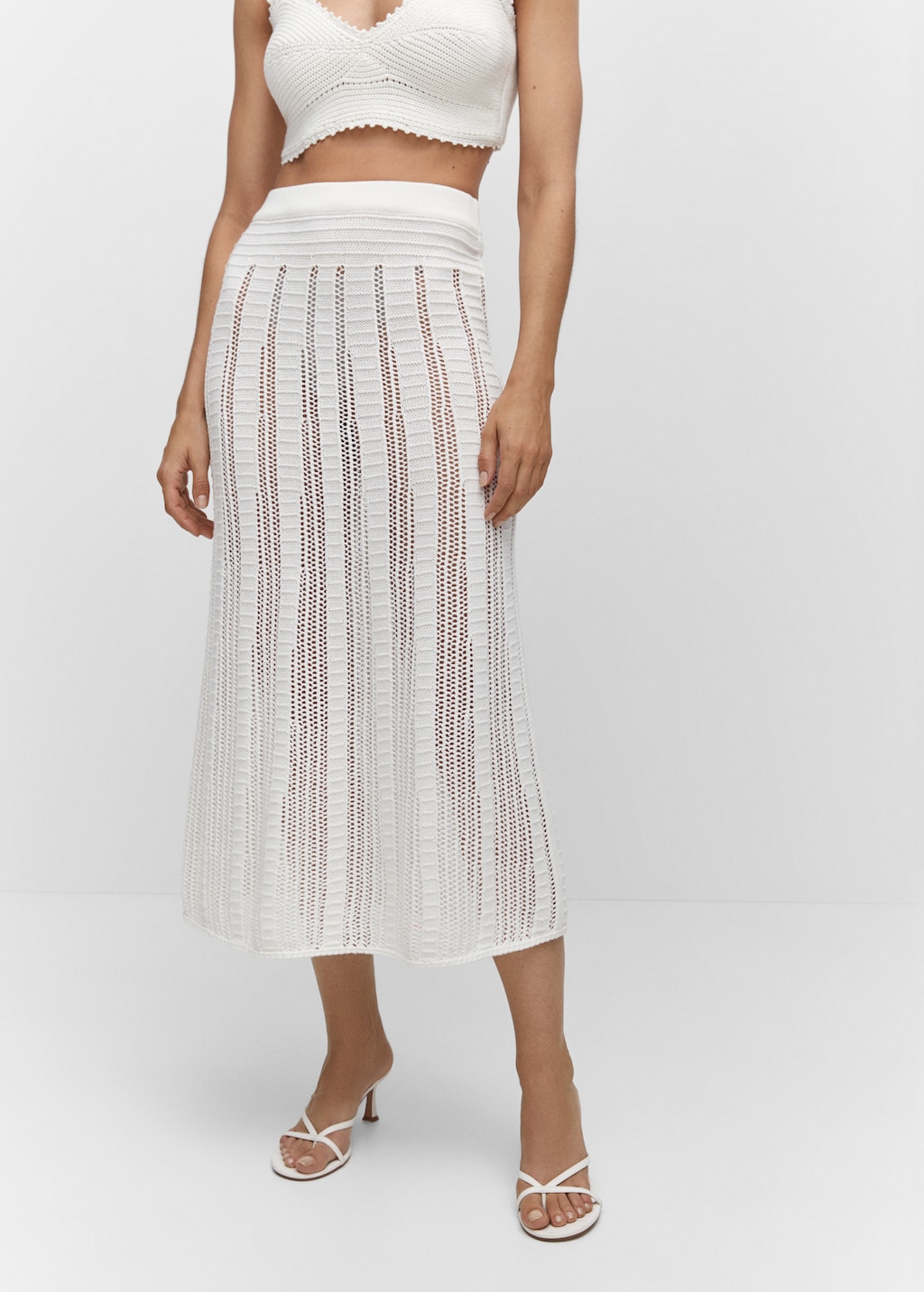 Knitted skirt with openwork details - Woman | MANGO OUTLET Estonia